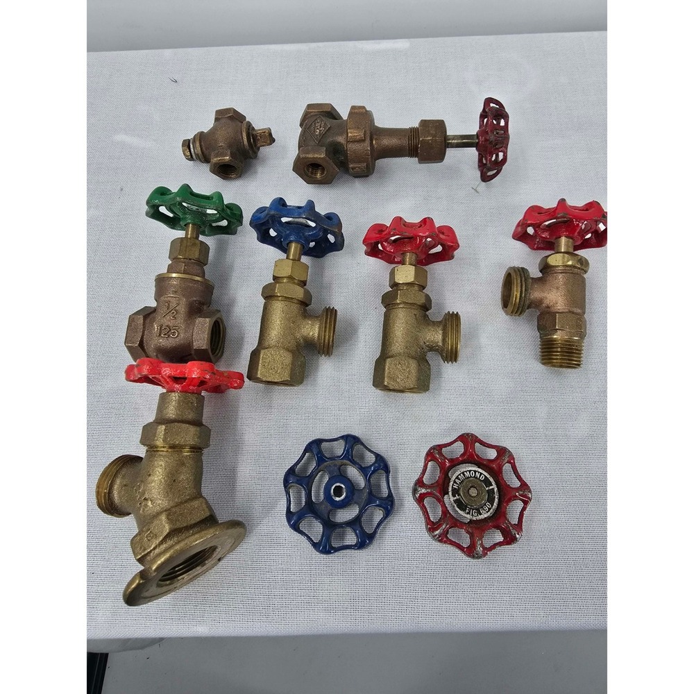 Vintage Brass Plumbing Valve Lot Hammond BK Industrial Steampunk Salvage 9pc